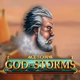 Age Of The Gods: God of Storms online game logo by Playtech on spinsaura.com