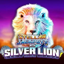 Stellar Jackpots with Silver Lion slot logo by Lightning Box Game at Spinaura Casino